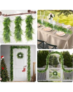 Real Scene Effect of 2 Pcs Artificial Faux Hanging Plants Fake Vines Leaf Decoration for Home Garden Office Party Indoor Outdoor (Green)