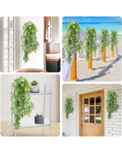 Real Scene Effect of 5 PCS Faux Plants Artificial Leaf Decoration for Home Garden Porch Party Indoor Outdoor (Green White)