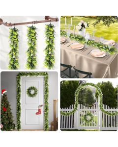 Real Scene Effect of 2 Pcs Artificial Faux Hanging Plants Fake Vines Leaf Decoration for Home Garden Office Party Indoor Outdoor (Green Purple Yellow)