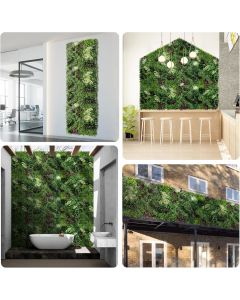Real Scene Effect of Windscreen4less 1 Set 40 inch x40 inch Artificial Leaf Panels Faux Plant Grass Green Wall Panel Decoration for Outdoor Indoor Garden Backyard
