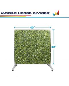 Windscreen4less H 40” x W 40” Mobile Privacy Fence Hedge Divider with Wheels Movable Backdrops Room Space Divider Office Decor with Artificial Green Grass on Both Sides