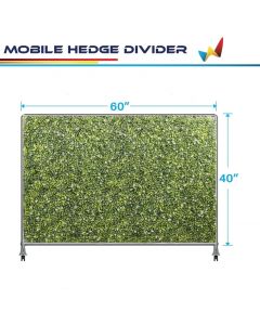 Windscreen4less H 40” x W 60” Mobile Privacy Fence Hedge Divider with Wheels Movable Backdrops Room Space Divider Office Decor with Artificial Green Grass on Both Sides