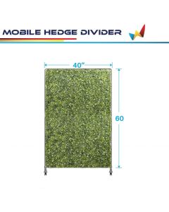 Windscreen4less H 60” x W 40”  Mobile Privacy Fence Hedge Divider with Wheels Movable Backdrops Room Space Divider Office Decor with Artificial Green Grass on Both Sides