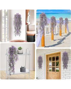 Real Scene Effect of 2 PCS Faux Plants Artificial Leaf Decoration for Home Garden Porch Party Indoor Outdoor (Green Purple)
