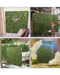Real Scene Effect of Windscreen4less L 40” x H 60” H Mobile Privacy Fence Hedge Divider with Wheels Movable Backdrops Room Space Divider Office Decor with Artificial Green Grass on Both Sides