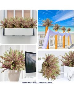 Real Scene Effect of 2 PCS Artificial Bushes Plants Stems Faux Plant Greenery Decoration for Indoor Outdoor (Green Red)