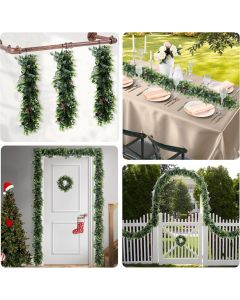 Real Scene Effect of 2 Pcs Artificial Faux Hanging Plants Fake Vines Leaf Decoration for Home Garden Office Party Indoor Outdoor (Dark Green Red)