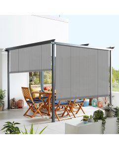 Real Scene Effect of Windscreen4less Outdoor Shade Blinds Patio Roll Up Blackout Shades Exterior Roller Privacy Screen for Pergola Balcony Porch Carport Deck Window, 5ft W x 6ft H Light Gray (3 Year Warranty)-Custom Sizes Available