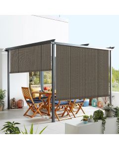 Real Scene Effect of Windscreen4less Outdoor Shade Blinds Patio Roll Up Blackout Shades Exterior Roller Privacy Screen for Pergola Balcony Porch Carport Deck Window, 7ft W x 6ft H Brown (3 Year Warranty)-Custom Sizes Available(Customized) 