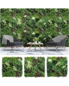 Windscreen4less 1 Set 40 inch x40 inch Artificial Leaf Panels Faux Plant Grass Green Wall Panel Decoration for Outdoor Indoor Garden Backyard