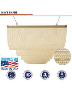 Windscreen4less Custom Retractable Shade Canopy Replacement Cover for Pergola Frame Slide on Wire Cable Wave Drop Shade Cover Shade Sail Awning for Patio Deck Yard Porch 3-7ft W x 1-40ft L Beige (3 Year Warranty)