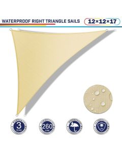 Windscreen4less Terylene Waterproof 12ft x 12ft x 17ft Right Triangle Curve Edge in Color Red Sun Shade Sail UV Blocker Sunshade Patio Canopy Sail (3 Year Warranty)