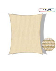 Real Scene Effect of Shecraf 13ft x 20ft Rectangle Curve Edge Sun Shade Sail Canopy in Color Beige for Outdoor Patio Backyard