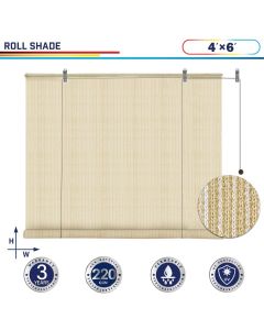 Windscreen4less Outdoor Shade Blinds Patio Roll Up Blackout Shades Exterior Roller Privacy Screen for Pergola Balcony Porch Carport Deck Window, 4ft W x 6ft H Beige (3 Year Warranty)-Custom Sizes Available