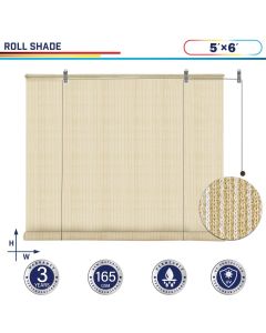Windscreen4less Exterior Roller Shade Blinds Outdoor Roll Up Shade with 90% UV Protection Privacy for Deck Backyard Gazebo Pergola Balcony Patio Porch Carport 5ft W x 6ft H Beige 165GSM (3 Year Warranty)-Custom Sizes Available(Customized) 
