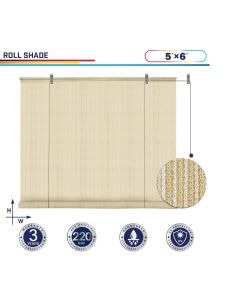 Windscreen4less Outdoor Shade Blinds Patio Roll Up Blackout Shades Exterior Roller Privacy Screen for Pergola Balcony Porch Carport Deck Window, 5ft W x 6ftL Beige Tan (3 Year Warranty)-Custom Sizes Available(Customized) 