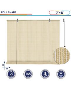 Windscreen4less Exterior Roller Shade Blinds Outdoor Roll Up Shade with 90% UV Protection Privacy for Deck Backyard Gazebo Pergola Balcony Patio Porch Carport 7ft W x 6ft H Beige 165GSM (3 Year Warranty)-Custom Sizes Available(Customized) 