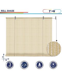 Windscreen4less Outdoor Shade Blinds Patio Roll Up Blackout Shades Exterior Roller Privacy Screen for Pergola Balcony Porch Carport Deck Window, 7ft W x 6ft H Beige (3 Year Warranty)-Custom Sizes Available