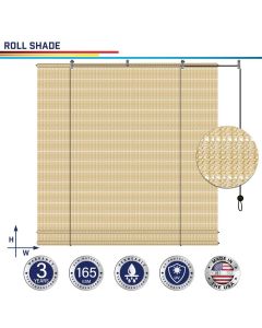 Windscreen4less Custom Exterior Roller Shade Blinds Outdoor Roll Up Shade with 90% UV Protection Privacy for Deck Backyard Gazebo Pergola Balcony Patio Porch Carport 4-8ft W x 5-15ft H Beige Hollow 165GSM (3 Year Warranty)