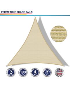 Windscreen4less Custom Size 2-28ft x 2-28ft x 2-40ft Triangle Curve Edge Sun Shade Sail Canopy in Color Beige for Outdoor Patio Backyard UV Block Awning with Steel D-Rings 180GSM (3 Year Warranty)