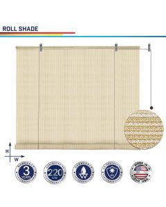 Windscreen4less Custom Outdoor Shade Blinds Patio Roll Up Blackout Shades Exterior Roller Privacy Screen for Pergola Balcony Porch Carport Deck Window, 4-8ft W x 5-15ft H Beige (3 Year Warranty)