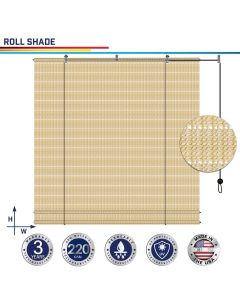 Windscreen4less Custom Outdoor Shade Blinds Patio Roll Up Blackout Shades Exterior Roller Privacy Screen for Pergola Balcony Porch Carport Deck Window, 4-8ft W x 5-15ft H Beige Hollow (3 Year Warranty)