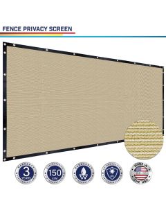 Windscreen4less Custom Size 4-8ft x 1-300ft Heavy Duty Privacy Fence Screen in Color Beige with Brass Grommet 88% Blockage Windscreen Outdoor Mesh Fencing Cover Netting 150GSM Fabric w/3-Year Warranty