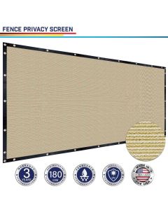 Windscreen4less Custom Size 1-16ft x 1-300ft Heavy Duty Privacy Fence Screen in Color Beige with Brass Grommet 90% Blockage Windscreen Outdoor Mesh Fencing Cover Netting 180GSM Fabric w/3-Year Warranty