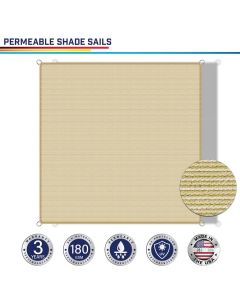 Windscreen4less Custom Size 5-24ft x 5-24ft Rectangle Straight Edge Sun Shade Sail Canopy in Color Beige for Outdoor Patio Backyard UV Block Awning with Steel D-Rings 180GSM (3 Year Warranty)