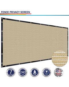 Windscreen4less Custom Size 1-16ft x 1-90ft Heavy Duty Privacy Fence Screen in Color Beige with Brass Grommet 95% Blockage Windscreen Outdoor Mesh Fencing Cover Netting 240GSM Fabric w/7-Year Warranty