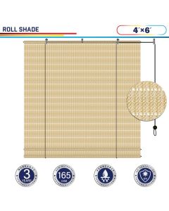Windscreen4less Exterior Roller Shade Blinds Outdoor Roll Up Shade with 90% UV Protection Privacy for Deck Backyard Gazebo Pergola Balcony Patio Porch Carport 4ft W x 6ft H Beige Hollow 165GSM (3 Year Warranty)-Custom Sizes Available(Customized) 