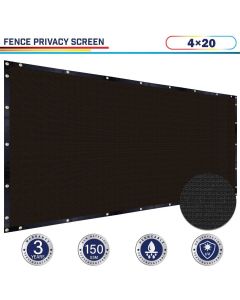 Windscreen4less 4ft x 20ft Heavy Duty Privacy Fence Screen in Color Black with Brass Grommet 88% Blockage Windscreen Outdoor Mesh Fencing Cover Netting 150GSM Fabric (3 Year Warranty)-Custom Sizes Available