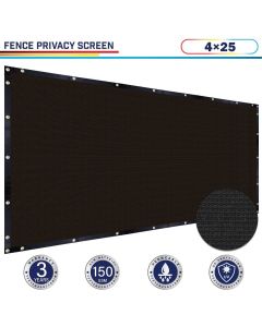 Windscreen4less 4ft x 25ft Heavy Duty Privacy Fence Screen in Color Black with Brass Grommet 88% Blockage Windscreen Outdoor Mesh Fencing Cover Netting 150GSM Fabric (3 Year Warranty)-Custom Sizes Available