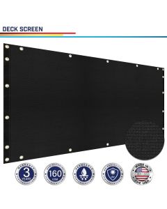 Windscreen4less Custom Size 3ft x 1-320ft Heavy Duty Privacy Deck Screen in Color Black with Brass Grommet 90% Blockage Windscreen Outdoor Mesh Fencing Cover Netting 160GSM Fabric w/3-Year Warranty