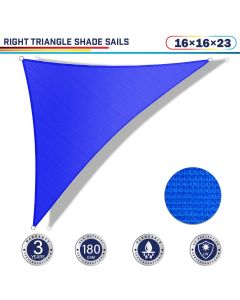 Windscreen4less 16ft x 16ft x 23ft Right Triangle Curve Edge Sun Shade Sail Canopy in Color Blue for Outdoor Patio Backyard UV Block Awning with Steel D-Rings 180GSM (3 Year Warranty) - Customized Sizes Available