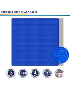 Windscreen4less Custom Size 5-24ft x 5-24ft Rectangle Straight Edge Sun Shade Sail Canopy in Color Blue for Outdoor Patio Backyard UV Block Awning with Steel D-Rings 180GSM (3 Year Warranty)