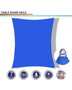 Windscreen4less Steel Wired Blue Custom Size Rectangle 2-48ft x 2-48ft A-Ring Reinforcement Heavy Duty Strengthen Durable(260GSM)-Galvanized Cable Enhanced Large Sun Shade Sail - 7 Year Warranty