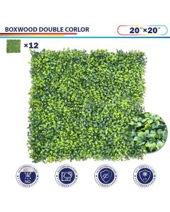 Windscreen4less 20"x20" Boxwood Double Panel Artificial Boxwood Hedge Topiary Plant Grass Backdrop Wall for Privacy Fence Garden Backyard Screen Outdoor Wedding Décor 12 pcs 