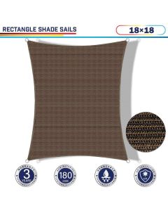 Windscreen4less 18ft x 18ft Rectangle Curve Edge Sun Shade Sail Canopy in Color Brown for Outdoor Patio Backyard UV Block Awning with Steel D-Rings 180GSM (3 Year Warranty) - Customized Sizes Available