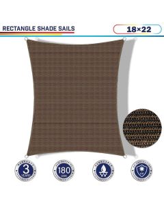 Windscreen4less 18ft x 22ft Rectangle Curve Edge Sun Shade Sail Canopy in Color Brown for Outdoor Patio Backyard UV Block Awning with Steel D-Rings 180GSM (3 Year Warranty) - Customized Sizes Available