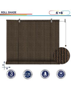 Windscreen4less Outdoor Shade Blinds Patio Roll Up Blackout Shades Exterior Roller Privacy Screen for Pergola Balcony Porch Carport Deck Window, 4ft W x 6ft H Brown (3 Year Warranty)-Custom Sizes Available