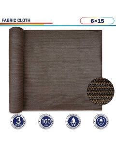 Windscreen4less Brown Sunblock Shade Cloth, 90% UV Block 6ft x 15ft 160GSM Shade Fabric Roll (3 Year Warranty)-Custom Sizes Available