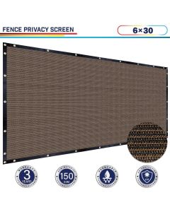 Windscreen4less 6ft x 30ft Heavy Duty Privacy Fence Screen in Color Brown with Brass Grommet 88% Blockage Windscreen Outdoor Mesh Fencing Cover Netting 150GSM Fabric (3 Year Warranty)-Custom Sizes Available