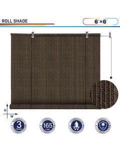 Windscreen4less Exterior Roller Shade Blinds Outdoor Roll Up Shade with 90% UV Protection Privacy for Deck Backyard Gazebo Pergola Balcony Patio Porch Carport 6ft W x 6ft H Brown 165GSM (3 Year Warranty)-Custom Sizes Available