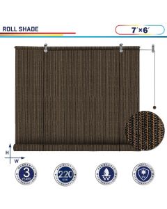 Windscreen4less Outdoor Shade Blinds Patio Roll Up Blackout Shades Exterior Roller Privacy Screen for Pergola Balcony Porch Carport Deck Window, 7ft W x 6ft H Brown (3 Year Warranty)-Custom Sizes Available(Customized) 