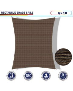 Windscreen4less 8ft x 10ft Rectangle Curve Edge Sun Shade Sail Canopy in Color Brown for Outdoor Patio Backyard UV Block Awning with Steel D-Rings 180GSM (3 Year Warranty) - Customized Sizes Available