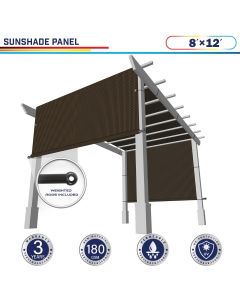 Windscreen4less Brown 8ft. W x 12ft. H Outdoor Pergola Replacement Shade Cover Canopy for Patio Privacy Shade Screen Panel with Grommets on 2 Sides Includes Weighted Rods Breathable UV Block (3 Year Warranty)-Custom Sizes Available