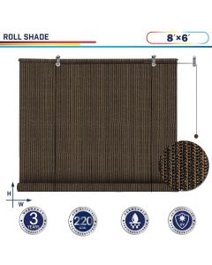 Windscreen4less Outdoor Shade Blinds Patio Roll Up Blackout Shades Exterior Roller Privacy Screen for Pergola Balcony Porch Carport Deck Window, 8ft W x 6ft H Brown (3 Year Warranty)-Custom Sizes Available