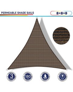 Windscreen4less 8ft x 8ft x 8ft Triangle Curve Edge Sun Shade Sail Canopy in Color Brown for Outdoor Patio Backyard UV Block Awning with Steel D-Rings 180GSM (3 Year Warranty) - Customized Sizes Available