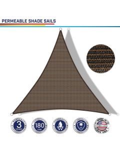 Windscreen4less Custom Size 2-28ft x 2-28ft x 2-40ft Triangle Curve Edge Sun Shade Sail Canopy in Color Brown for Outdoor Patio Backyard UV Block Awning with Steel D-Rings 180GSM (3 Year Warranty)